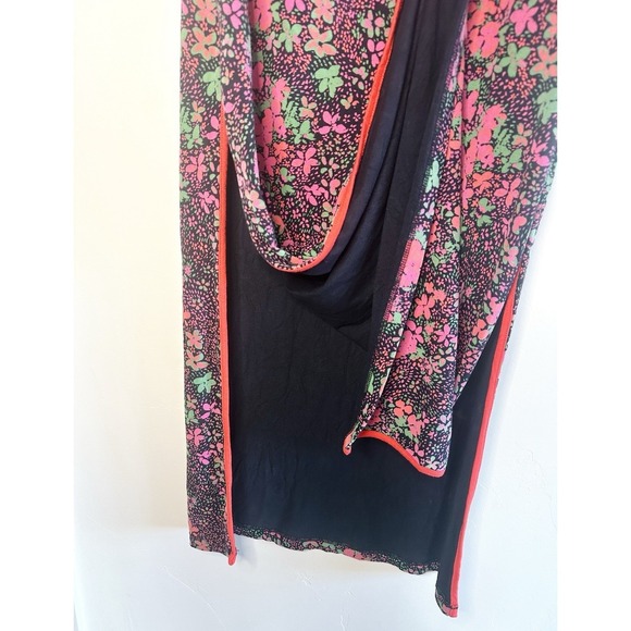 Free People Clementine Floral Midi Dress M Pink Green Slit Sweetheart 90s Boho - Picture 14 of 16